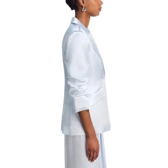 CINQ A SEPT Cheyenne Hammered Satin Scrunch Sleeve Jacket - Picture 9 of 15